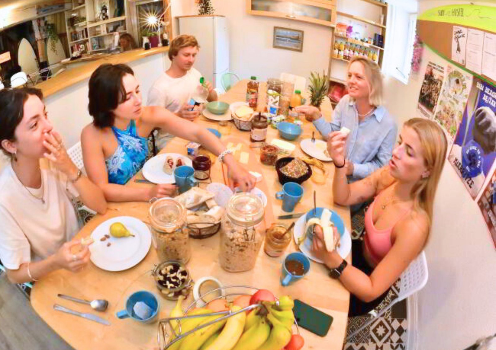 Guests Having BreakFast in hostel principal